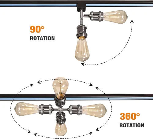 Vista 3 de Cabezales de luz de pista E26 tipo H, cabezales de iluminación de riel de dirección, luces LED ajustables regulables para cocina, estilo retro
