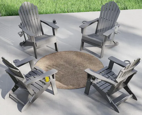 Vista 24 de Plawdlik Silla Adirondack plegable de gran tamaño mejorada 2026, silla para hoguera resistente de 380 libras con respaldo extra alto de 37.8