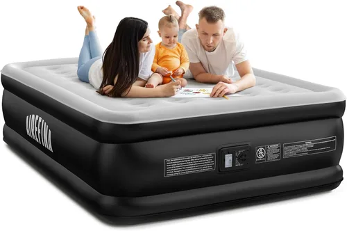 Vista 15 de Airefina Colchón de aire Queen con bomba integrada, colchón inflable cómodo, cama de aire con vigas verticales mejoradas para uso doméstico