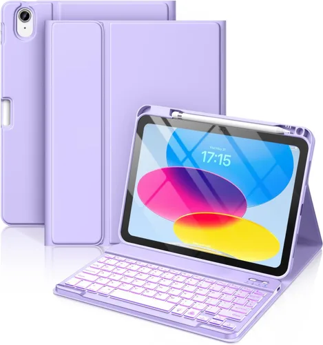 Vista 19 de Hamile Funda para iPad de 11ª y 10ª Generación con Teclado - Funda de Teclado Folio Inalámbrico Desmontable con Retroiluminación de 7