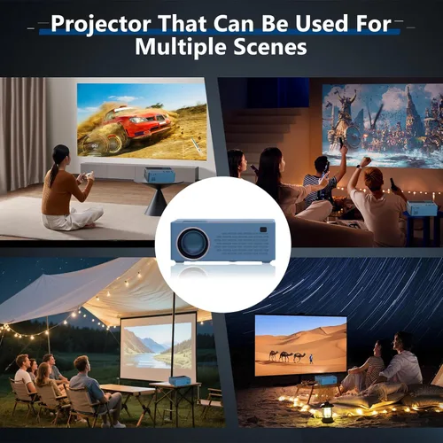Vista 6 de Soporte inteligente para proyectores 4K, viene con un mini soporte, mini proyector con altavoz estéreo, proyector portátil Full HD 1080P, compatible