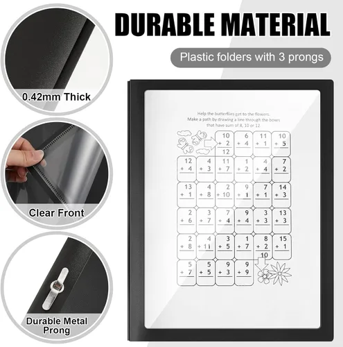 Vista 3 de Teling 36 portadas de informes con sujetadores de 3 puntas, carpetas de presentación frontal transparentes, vista de marco, carpeta de informes