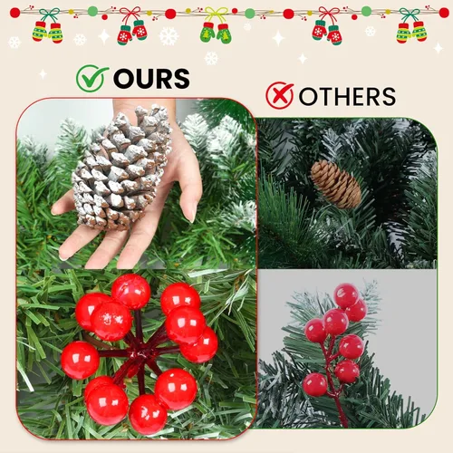 Vista 3 de Guirnalda de Navidad con luces de 9 pies, guirnalda de Navidad artificial de 250 piezas de ratán verde, decoración artificial para escaleras, pared