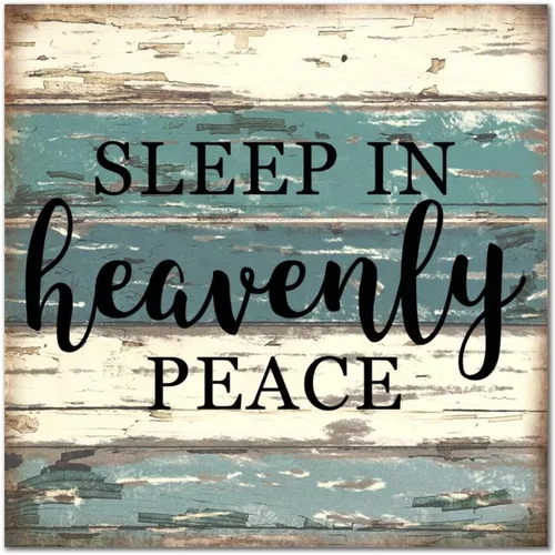 SILYHEART Sleep in Heavenly Peace Wooden Framed Signs Wood Plaque Sign Retro Christian Quote Wall Decor Farmhouse Rustic Wooden for Home Front Door