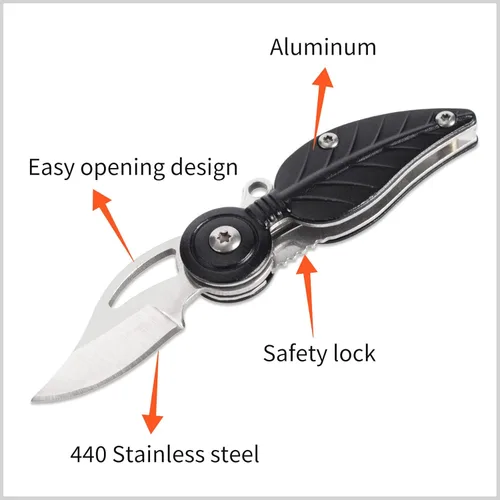 Vista 3 de Navaja de bolsillo para mujer, cuchillo de bolsillo pequeño con cadena, cuchillos geniales, gadgets geniales, cuchillo Edc, mini cuchillo