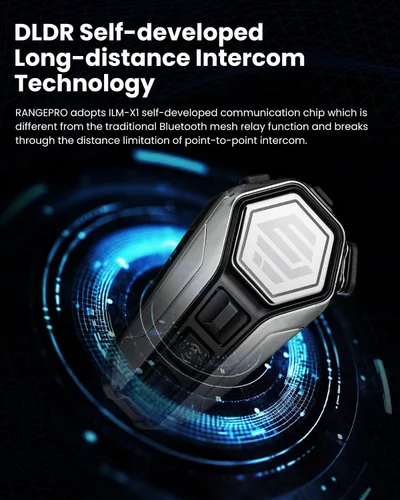 Vista 3 de ILM Casco de auriculares Bluetooth para motocicleta, sistema de comunicación de 6,889.8 ft, intercomunicador IP67, impermeable, cancelación de Gris