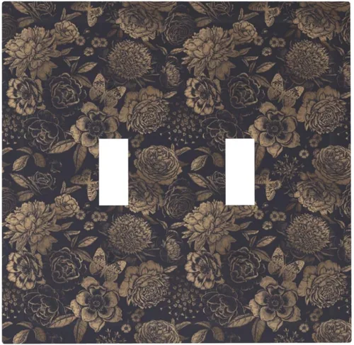 Vista 65 de William Morris Floral Boho Azul Medianoche Azul Bohemio Flor 1 Banda Dúplex Cubierta de Salida Decorativa Receptáculo Único Interruptor Eléctrico