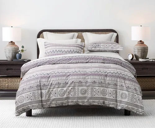 Vista 17 de SLEEPBELLA Juego de funda de edredón de algodón de 600 hilos, juego de ropa de cama (individual, azul-paisley)