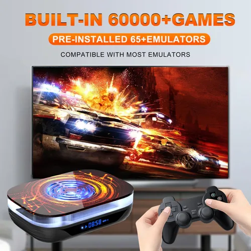 Vista 2 de Kinhank Super Console X4 Plus Video Game Console Pre-Built-in 60000+Games,Retro Game Console Compatible with 65+ emulators,EmuELEC 4.6Android