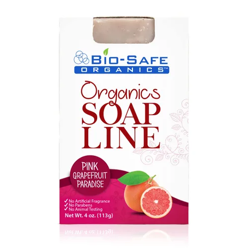 Vista 2 de Bio-Safe Organics Jabón orgánico hecho a mano Pink Grapefruit Paradise, barra de champú exfoliante, aceites esenciales e ingredientes orgánicos