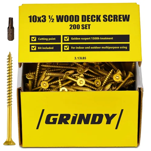 Vista 17 de Grindy - Tornillos para madera #9 x 2 1/2 pulgadas (paquete de 300/2.6 libras) – Tornillos de cubierta autoperforantes I resistentes a la corrosión