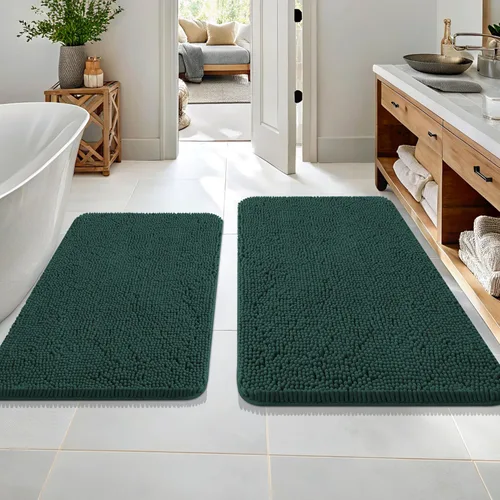 Vista 174 de OLANLY Juego de 2 alfombras de baño de felpilla suave y absorbente, antideslizantes, de secado rápido, lavables a máquina, accesorios de decoración