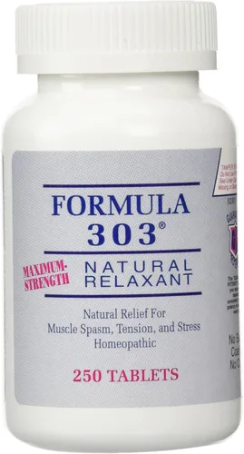 Dee Cee Labs Formula 303 Tabletas relajantes naturales de máxima fuerza, 250 tabletas; Relajante totalmente natural que contiene magnesio para
