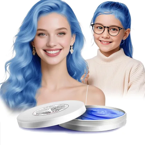 HaiolorPro Cera temporal de color azul para el cabello, tinte temporal de color para el cabello para niños, lavable, cera de color instantáneo