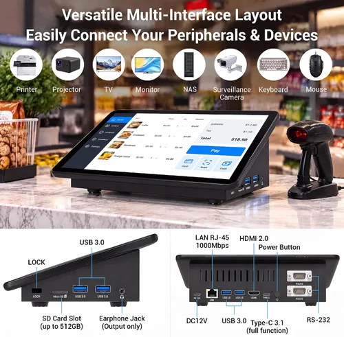 Vista 2 de HiGOLE Mini computadora Win 11 Pro de 10.1 pulgadas, computadora de escritorio con pantalla táctil con batería de 5000 mAh, PC todo en uno N5095 8GB
