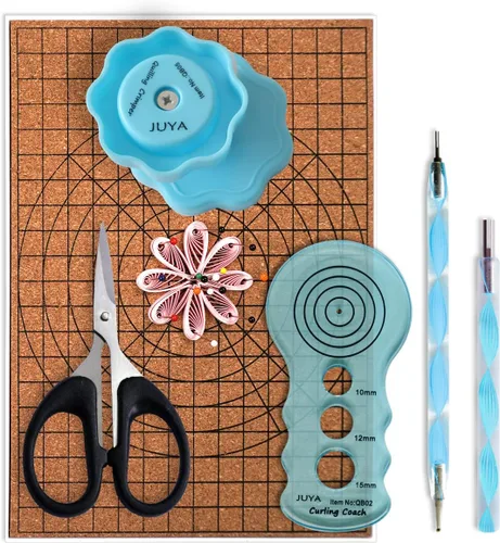 Vista 4 de JUYA Kit de papel Quilling 960 tiras con 14 herramientas, juego azul, 0.118 in