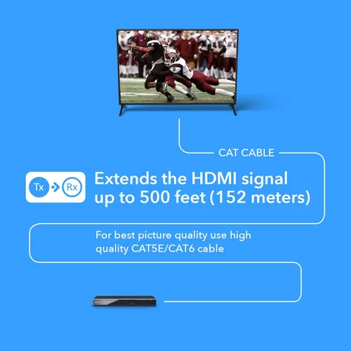 Vista 8 de OREI Extensor HDMI HDBaseT de 1080p a través de cable LAN Ethernet Cat5e/6, hasta 500 pies, compatible con HDCP 1.4, IR bidireccional, salida HDMI