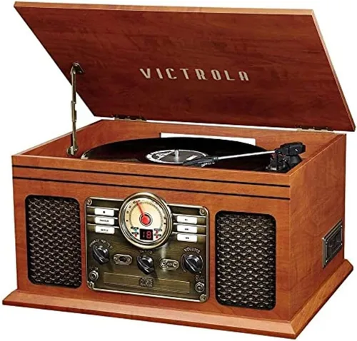 Vista 13 de Victrola Reproductor de Discos de Vinilo Montauk, Tocadiscos de 3 Velocidades Impulsado por Correa con Par de Altavoces Estéreo Bluetooth, Salida