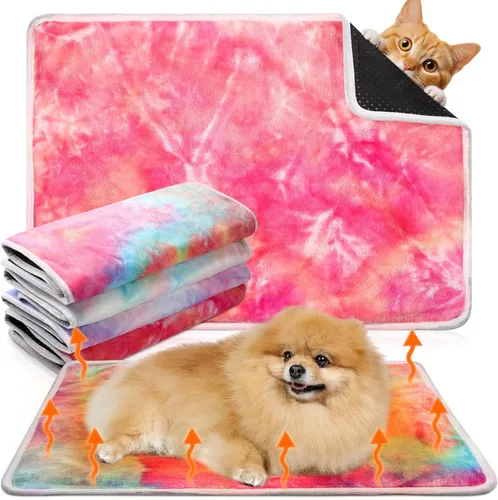 Vista 20 de Paquete de 4 camas autocalentables para gatos, almohadilla autocalentable con funda extraíble, almohadilla térmica extra cálida para mascotas