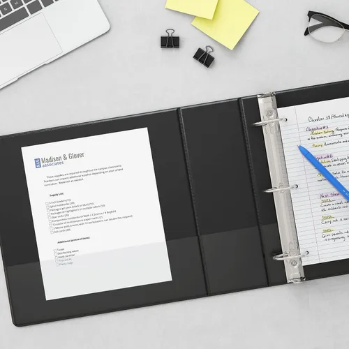 Vista 7 de Staples 2661502 Carpetas estándar de 2 pulgadas con 3 anillas, color negro 6/cartón (26443CT)