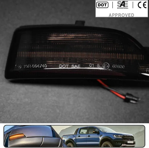 Vista 3 de 2 luces LED de marcador de espejo lateral dinámico secuencial ámbar para Ford Ranger Lariat 2019 2020 2021 2022 2023 intermitente lateral