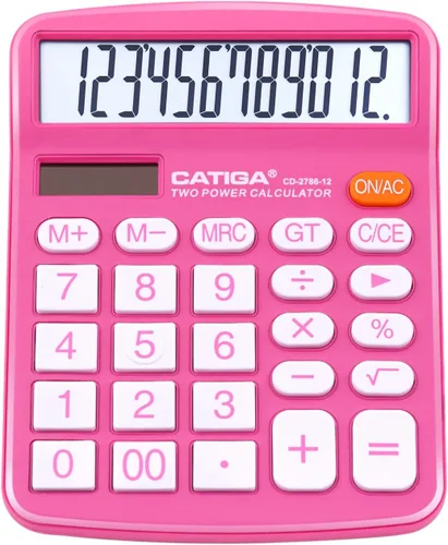 Vista 62 de CATIGA CD-2786 - Calculadora de escritorio de 12 dígitos con pantalla LCD grande y botón sensible, energía solar dual y batería, función estándar