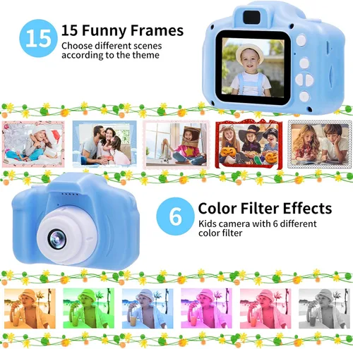 Vista 6 de Cámara impermeable para niños de 3 a 12 años, pantalla IPS de 2 pulgadas, 1080P HD, cámara de video digital para niños, cámaras de acción