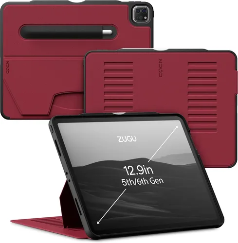 Vista 11 de ZUGU - Funda protectora ultradelgada para iPad Pro de 12.9 pulgadas de 5ª y 6ª generación de 2021/2022 con soporte, cubierta protectora delgada