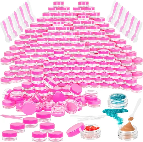 Vista 12 de MotBach 100 paquetes de botes de plástico de 3 g con tapas, botes de cosméticos redondos transparentes de 3 ml, botes de maquillaje de 3 gramos