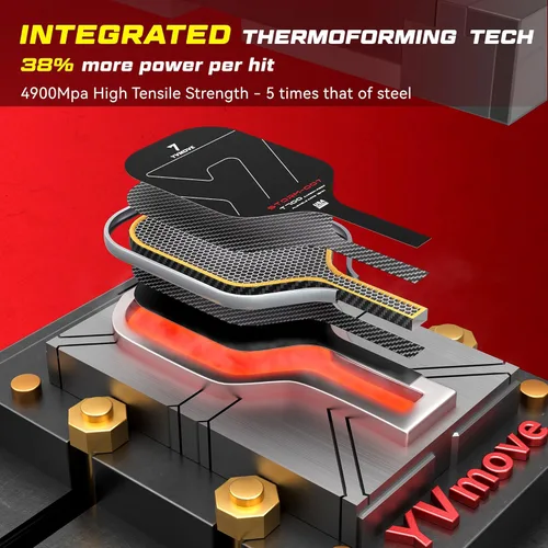 Vista 4 de Pickleball Paddle with T700 Raw Carbon Fiber Surface & 16mm STR-Core Power Polymer Core, Premium Pickle Ball Racket Designed for Ultimate Spin &