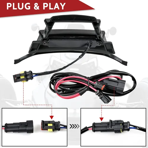 Vista 5 de SAUTVS Carenado central delantero con luz de acento para Can Am Ryker, carenado frontal central negro con luz de acento para accesorios Can-Am Ryker