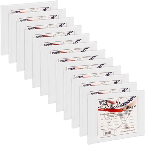 Vista 13 de US Art Supply - Tableros de lona de 4.0 x 4.0 pulgadas, libre de ácidos, 12 unidades (1 caja completa de 12 paneles de lona individuales)