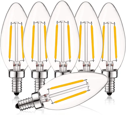 LUXRITE Bombillas LED de candelabro vintage de 4 W, regulables, 400 lúmenes, blanco cálido de 2700 K, bombillas LED equivalentes a 40 W, vidrio