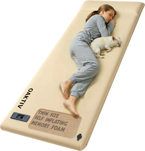 Oaktiv Wandermate autoinflable para camping, colchón de aire de espuma viscoelástica de 3.15 pulgadas para mochileros, camping y tiendas de campaña,