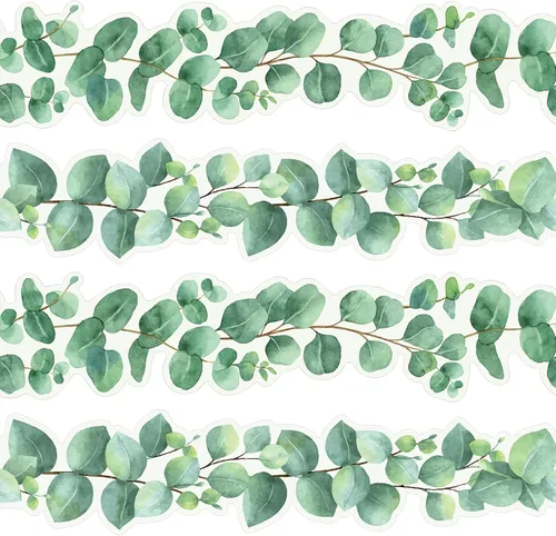 Eucalyptus Die-Cut Border Trim Bulletin Board Classroom Bulletin Wall Decor Greenery Trim Border Tropical Leaves Greenery Wall Decoration Green