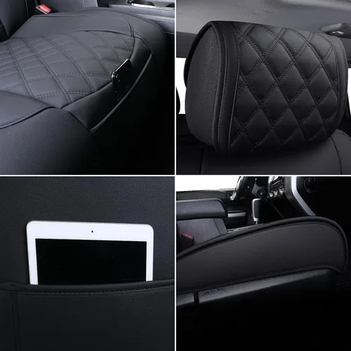 Vista 6 de YIERTAI Fundas de asiento compatibles con Toyota Tundra para 2008-2025 2026 Crewmax Double Cab SR5 Limited Platinum TRD Pro camioneta, impermeables