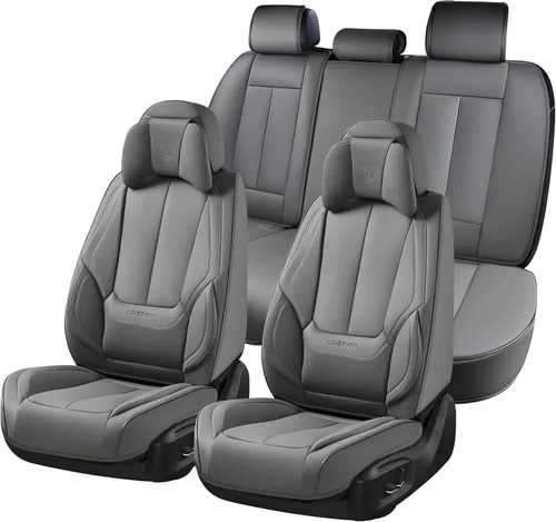 Vista 100 de Coverado Fundas de asiento de automóvil, fundas de asiento delantero, funda de asiento de automóvil beige, protector de asiento de automóvil