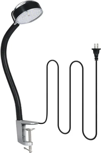 Vista 7 de Luz de trabajo magnética LED con cuello de cisne flexible, 20 W, 2000 lúmenes, 6500 K, 110 V, enchufe de EE. UU., luz de torno de máquina con base