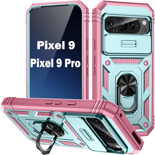 Vista 144 de PASNEW Funda militar para iPhone 13 Pro Max, cubierta de cámara deslizante y soporte de anillo de metal de 360°, carcasa rígida multicapa resistente