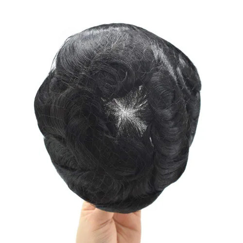 Vista 7 de Toupee - Sistema de reemplazo de piezas de cabello humano real, unidades de cabello humano real, parche de cabello tipo tupé, pieza de cabello