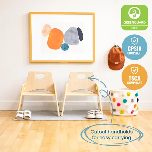 Vista 5 de ECR4Kids Silla apilable de madera para niños pequeños, 8 pulgadas, muebles para niños, natural, paquete de 2