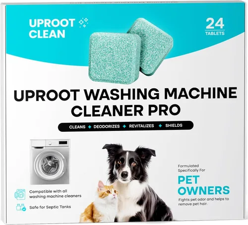 Uproot Clean Tabletas limpiadoras para lavadoras: paquete de 24 para un suministro de 12 meses. Formulado para dueños de mascotas. Compatible con