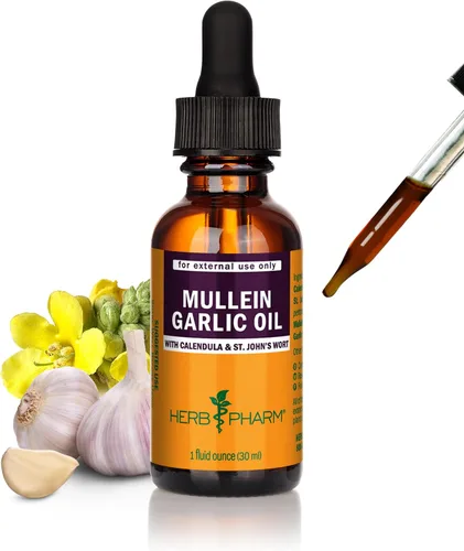 Herb Pharm Aceite de hierbas de ajo gordolobo - contiene caléndula, ajo, flor de gordolobo, hierba de San Juan, aceite de oliva, 1 onza