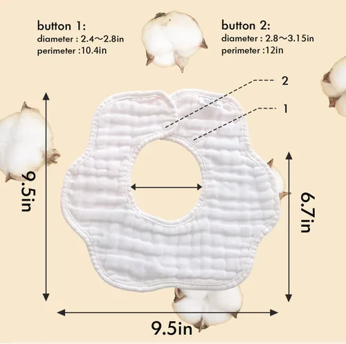 Vista 4 de Baberos de muselina para bebés, baberos para babero de dentición para bebé niña o niño de muselina de algodón