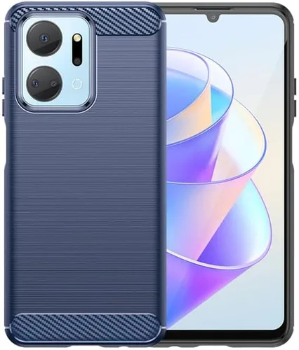 Vista 5 de Funda para Honor X7A mejorada, antideslizante, absorción de impactos, flexible TPU fibra de carbono, parachoques de goma suave, funda protectora