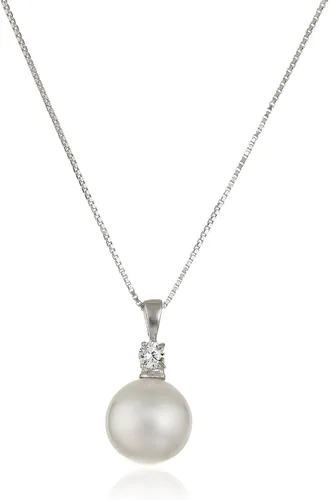 Collar con colgante de perlas de imitación y circonita cúbica, 18 pulgadas
