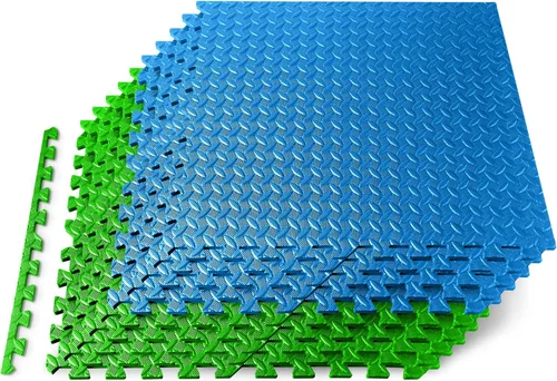 SQUATZ Puzzle Exercise Mat 25/50 Tiles Interlocking Foam Home Mats, 24x24'' EVA Foam Floor ½ in Tiles, Protective Flooring for Gym Equipment, Yoga