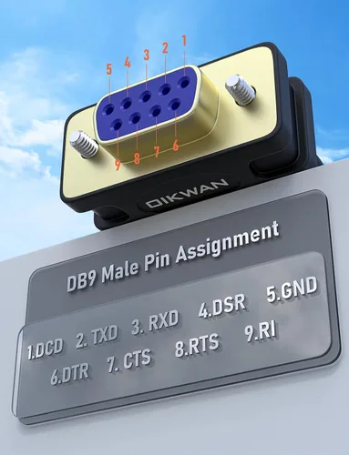 Vista 5 de Adaptador USB a serie de 6 pies, cable serie USB a RS232 DB9 hembra con chipset FT232 compatible con Windows 11 10 8 7 Mac Linux