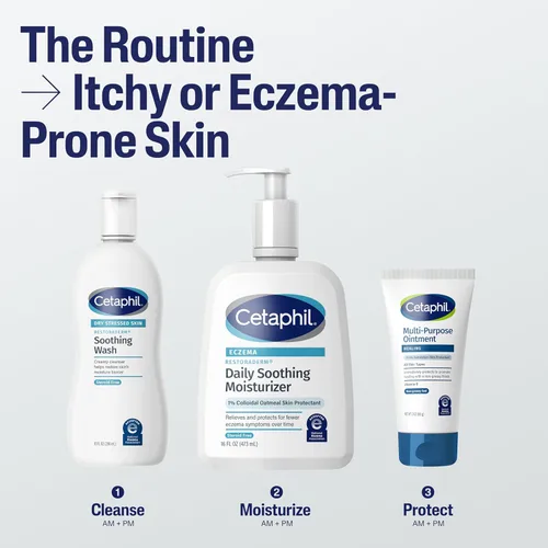 Vista 7 de CETAPHIL RESTORADERM Hidratante calmante para piel propensa al eccema, 10 onzas líquidas, para piel seca, picazón e irritada, hidratación 24 horas