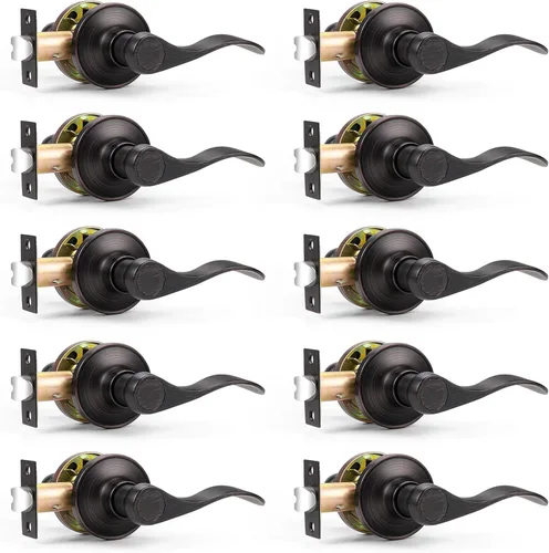 Vista 20 de Probrico Manija de Puerta Negra Palancas de Puerta de Pasaje para Puertas de Armario y Pasillo Estilo Ondulado Manijas de Puerta